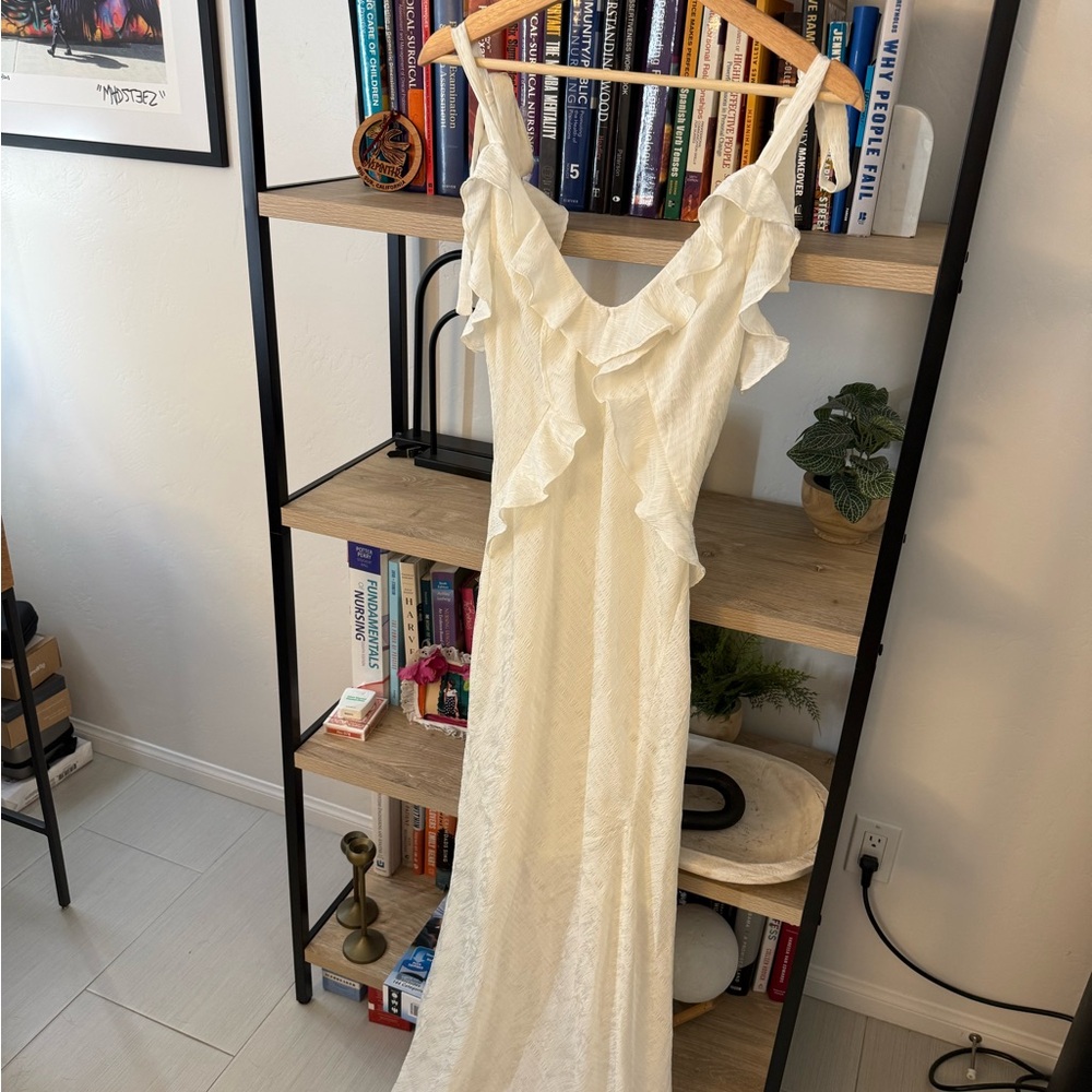 Astr Cream Ruffle Maxi Dress